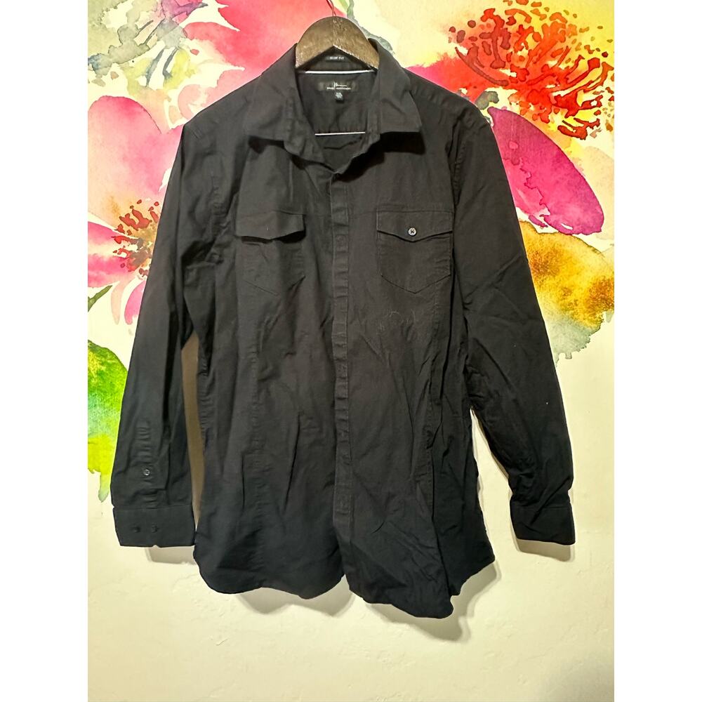 Marc Anthony Luxury Slim Fit Mens XXL Long Sleeve Button up Shirt Black